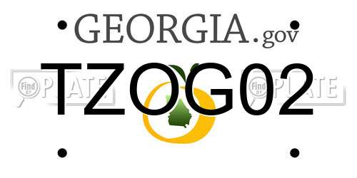 TZOG02 Georgia License Plate