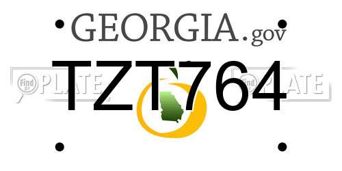TZT764 Georgia License Plate