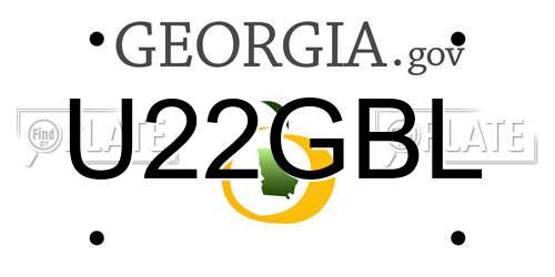 U22GBL Georgia License Plate