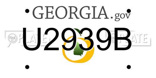 U2939B Georgia License Plate