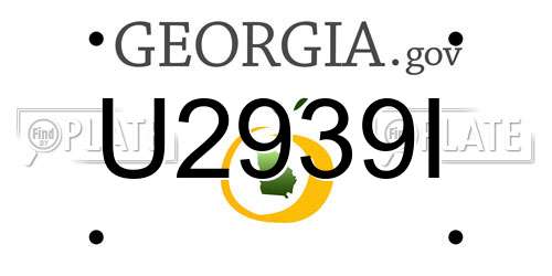 U2939I Georgia License Plate