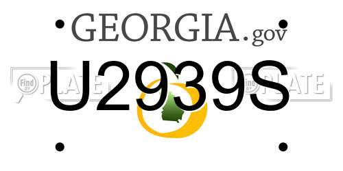 U2939S Georgia License Plate