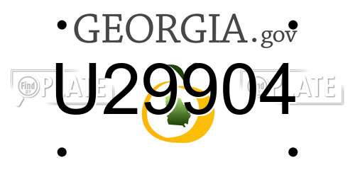 U29904 Georgia License Plate