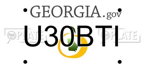 U30BTI Georgia License Plate