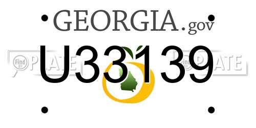 U33139 Georgia License Plate