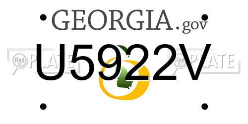 U5922V Georgia License Plate