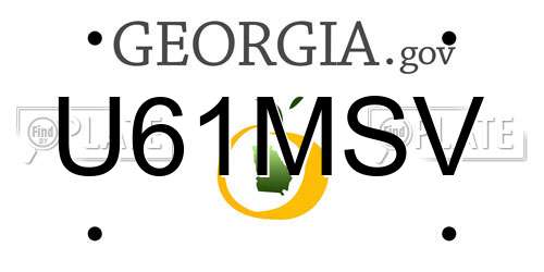 U61MSV Georgia License Plate