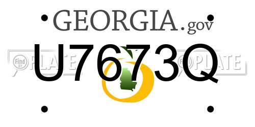 U7673Q Georgia License Plate