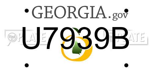 U7939B Georgia License Plate