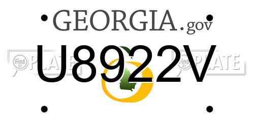U8922V Georgia License Plate