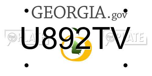 U892TV Georgia License Plate