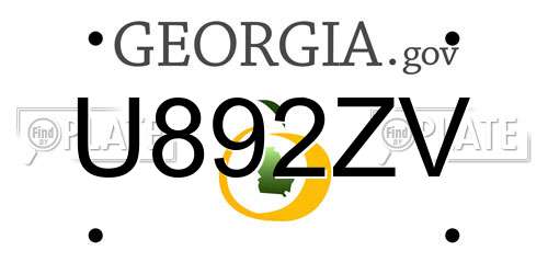 U892ZV Georgia License Plate