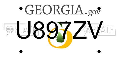 U897ZV Georgia License Plate
