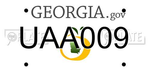 UAA009 Georgia License Plate
