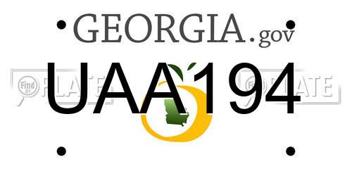 UAA194 Georgia License Plate