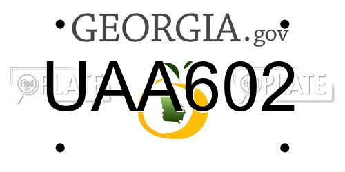 UAA602 Georgia License Plate