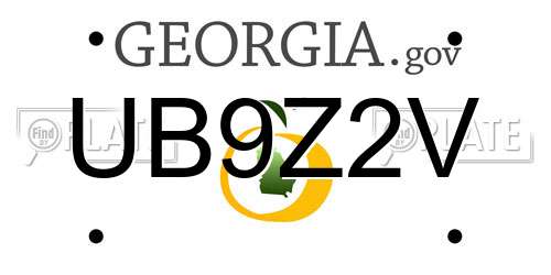 UB9Z2V Georgia License Plate