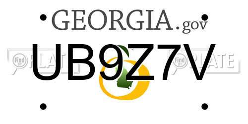 UB9Z7V Georgia License Plate