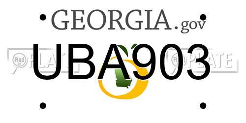 UBA903 Georgia License Plate