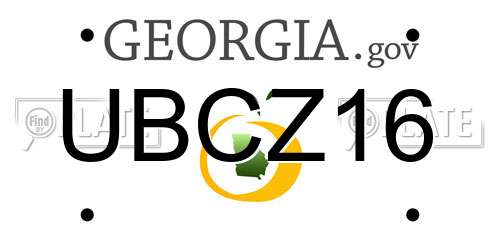 UBCZ16 Georgia License Plate