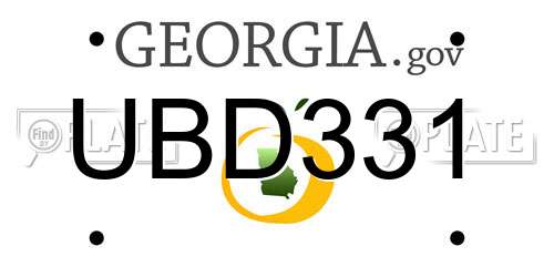 UBD331 Georgia License Plate