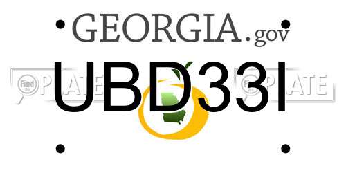 UBD33I Georgia License Plate