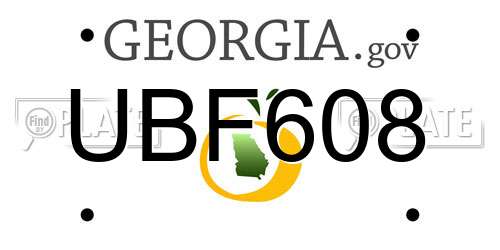 UBF608 Georgia License Plate