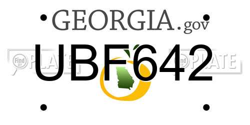 UBF642 Georgia License Plate