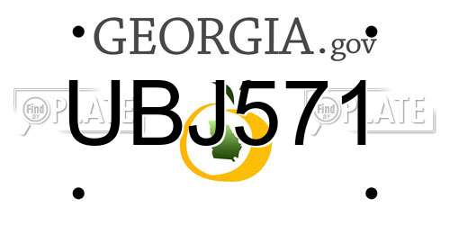 UBJ571 Georgia License Plate