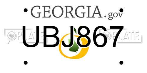 UBJ867 Georgia License Plate