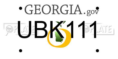 UBK111 Georgia License Plate