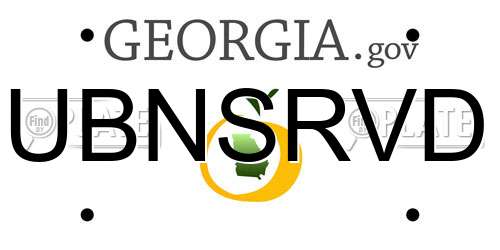UBNSRVD Georgia License Plate