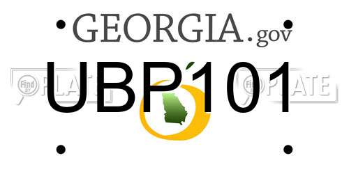 UBP101 Georgia License Plate