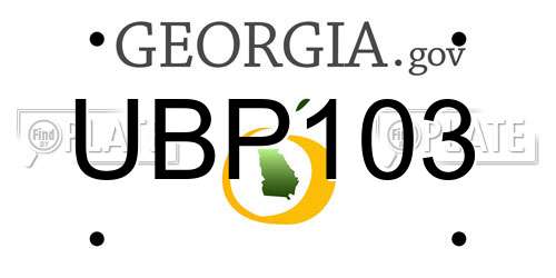 UBP103 Georgia License Plate