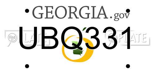 UBQ331 Georgia License Plate
