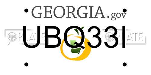 UBQ33I Georgia License Plate