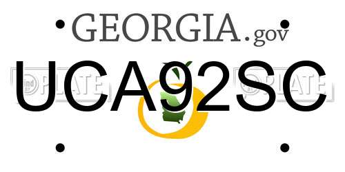 UCA92SC Georgia License Plate