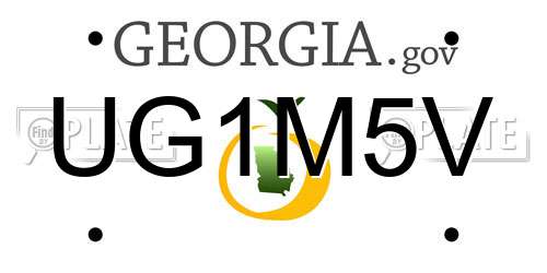 UG1M5V Georgia License Plate