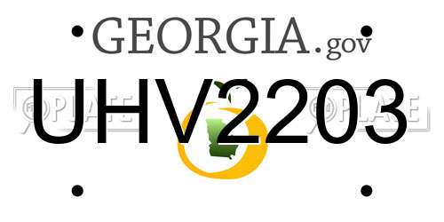 UHV2203 Georgia License Plate