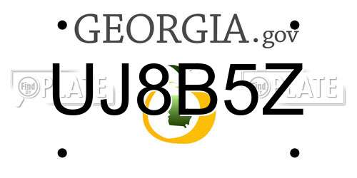 UJ8B5Z Georgia License Plate