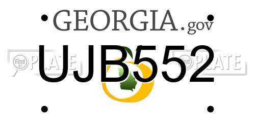 UJB552 Georgia License Plate