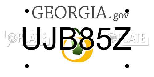 UJB85Z Georgia License Plate