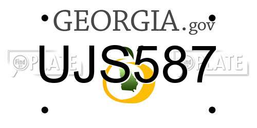 UJS587 Georgia License Plate