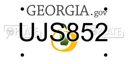 UJS852 Georgia License Plate