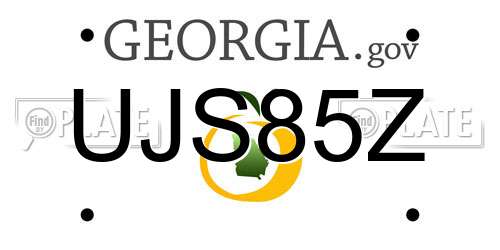 UJS85Z Georgia License Plate