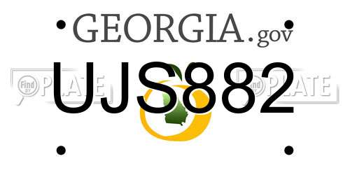 UJS882 Georgia License Plate