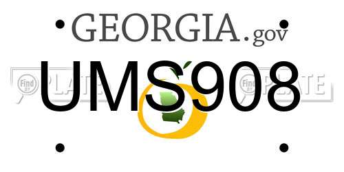 UMS908 Georgia License Plate