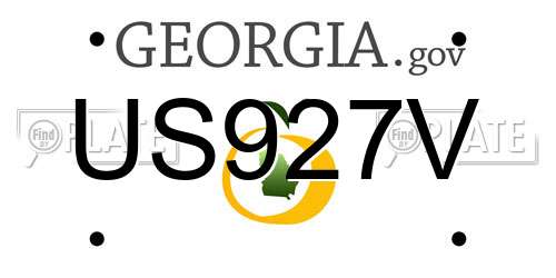 US927V Georgia License Plate