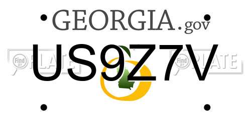 US9Z7V Georgia License Plate