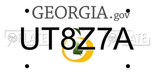 UT8Z7A Georgia License Plate